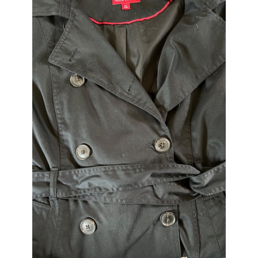 (Sold)Merona Water Resistant Black stylish Trench Coat (XL) - Picture 8 of 9
